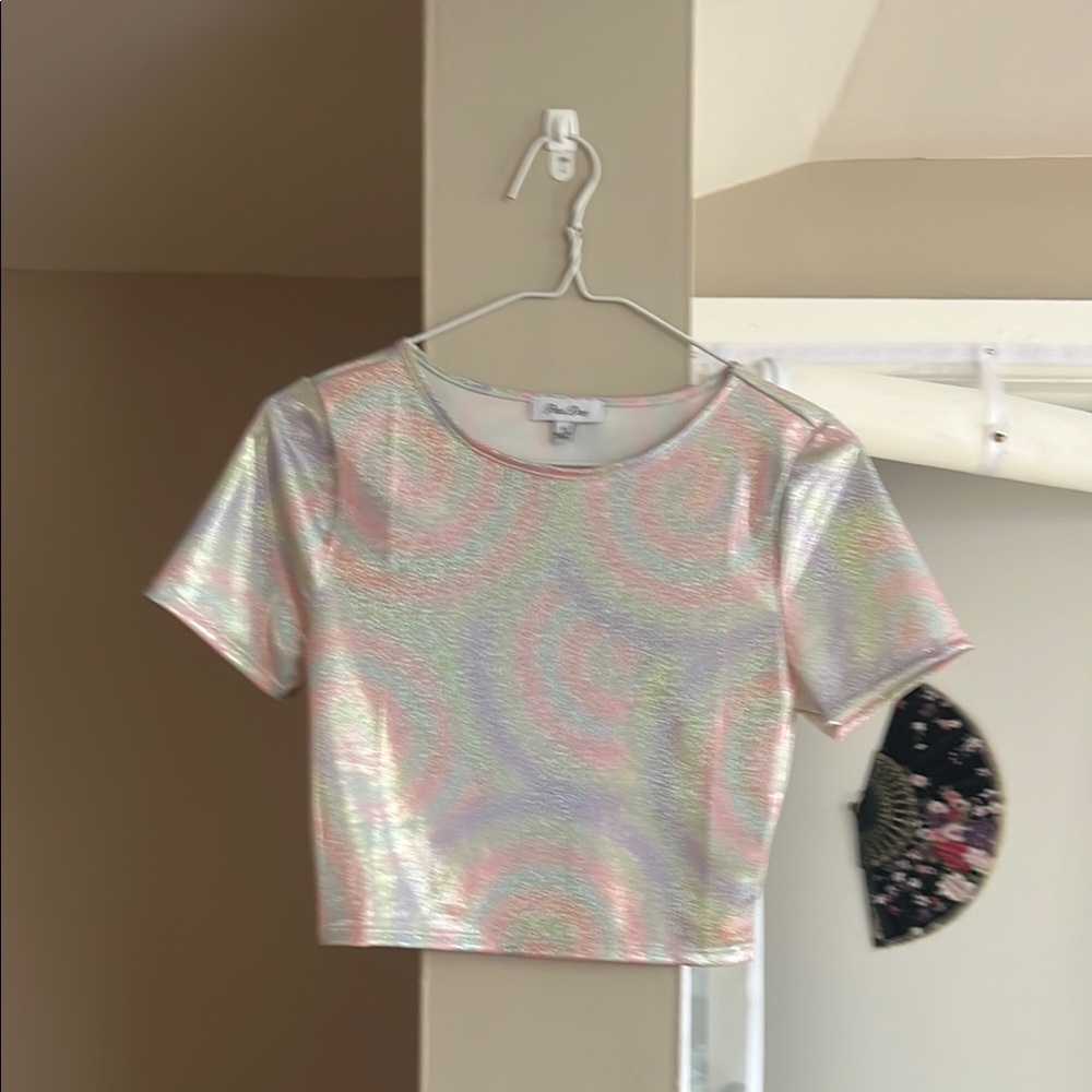 Shiny Pink Iridescent Crop Top